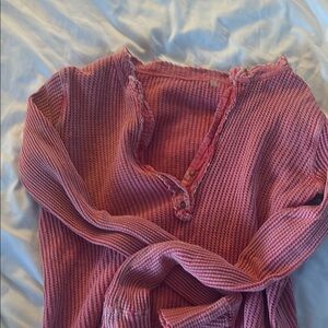 Free people Stylish Pink Waffle Knit Top